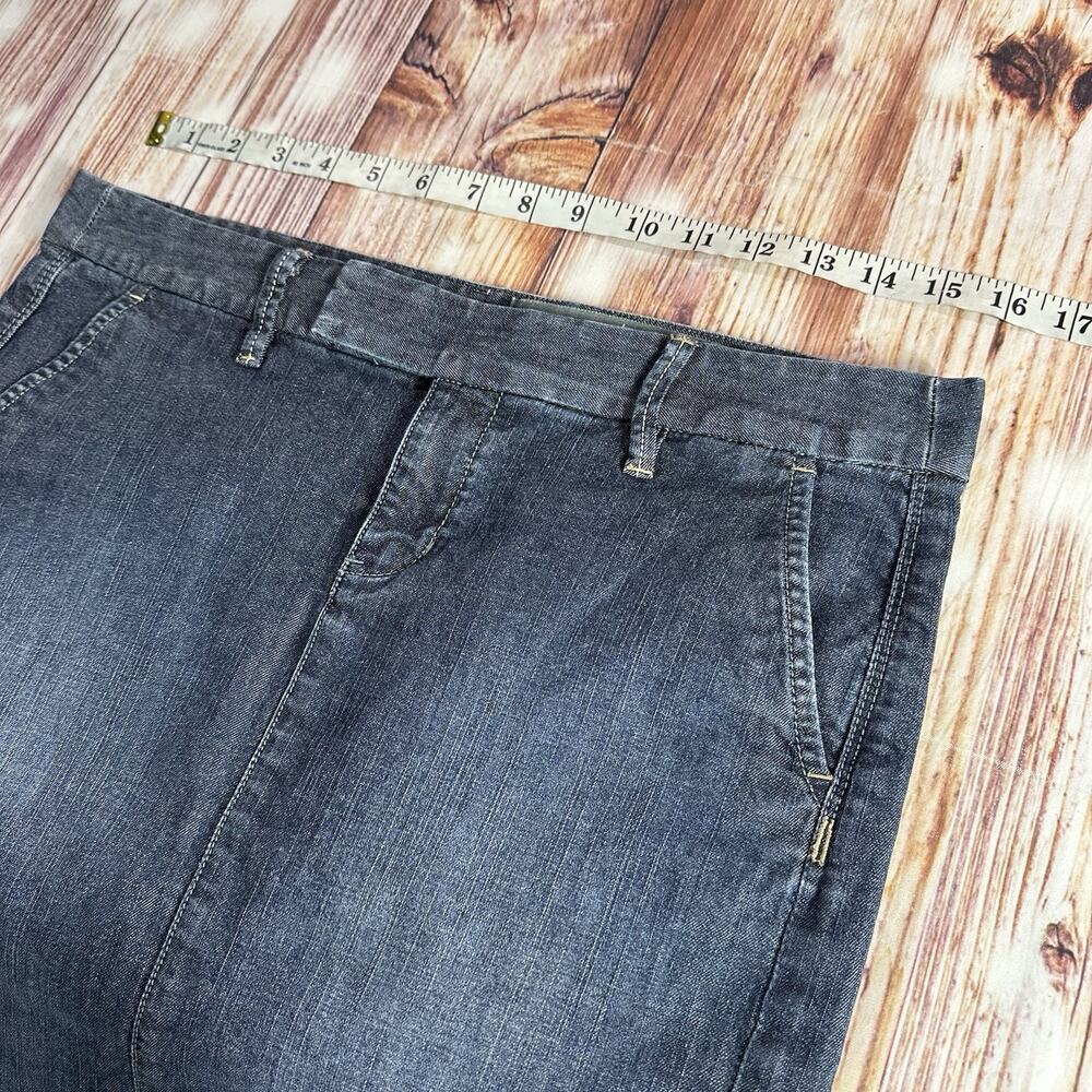 Converse All Star Size 6 Blue Jean Denim Knee Length Skirt Back Slit 32X18.75 - Picture 3 of 8
